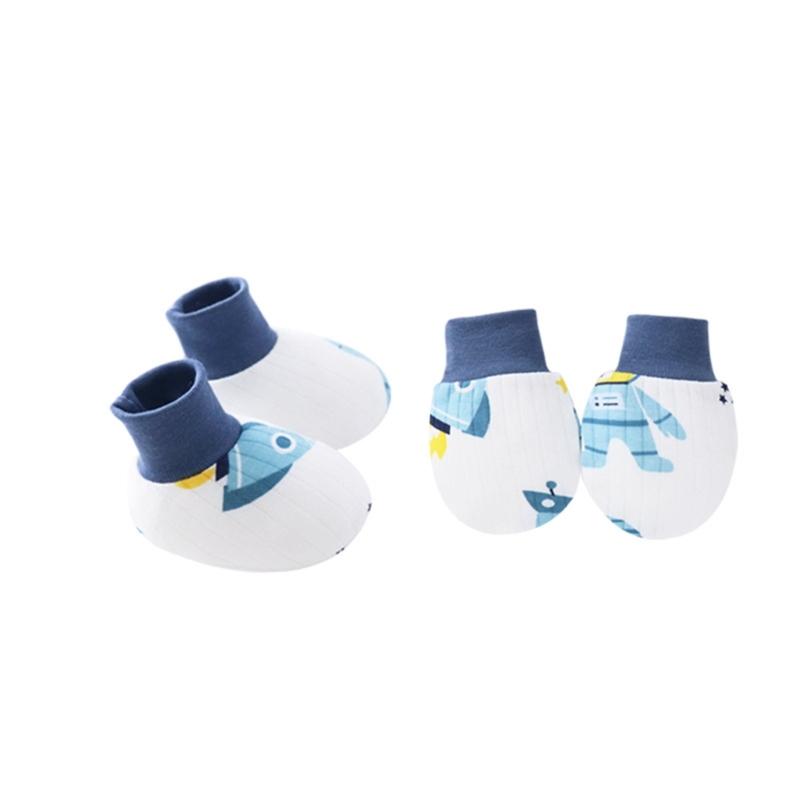 No Scratch Mittens Socks Set Toddler Mitts Baby Mittens Cotton Gloves Footwear Baby Breathable Gloves for Boys Girls