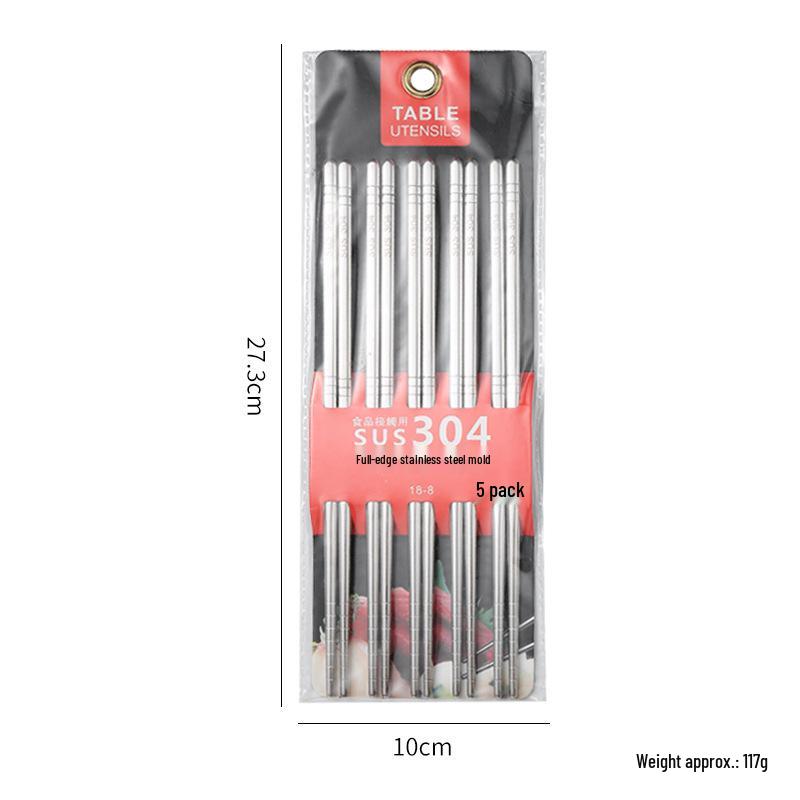 304 Stainless Steel Non-slip Anti-mold Hollow Chopsticks Set for Home, Restaurant, Hotel, or Canteen Use.