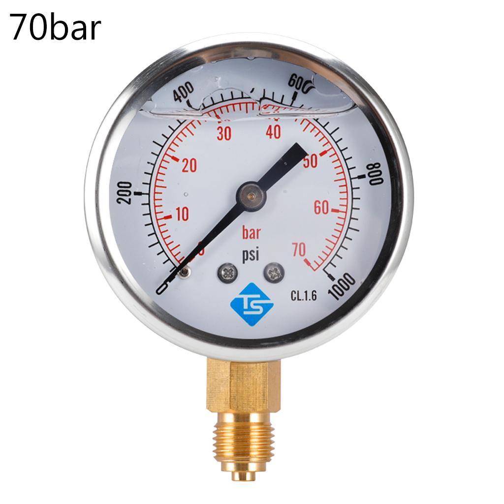 16 Styles Dual Scale Liquid Filled Pressure Gauge with Brass Internals 1/4" BSPT Bottom Mount Pressure Gauge Durable