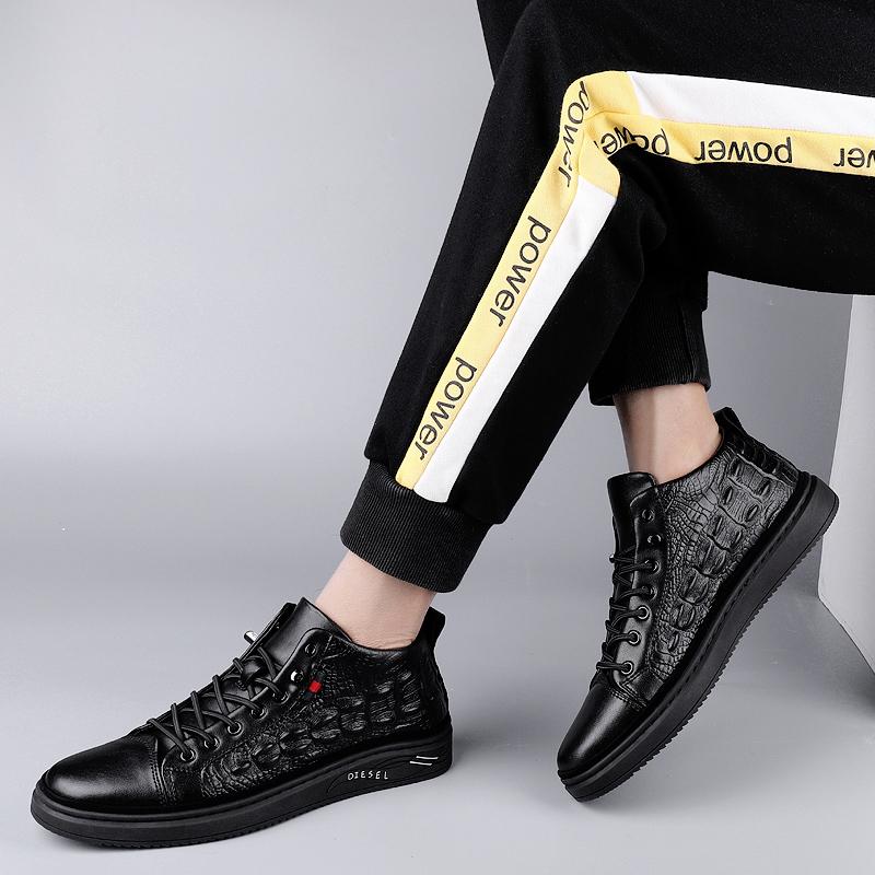 Herrskor Hög Kvalitet Äkta Läder Herr Ankelstövlar Mode Svart Krokodilmönster Herrstövlar Nyaste Designers Lyxiga Skor