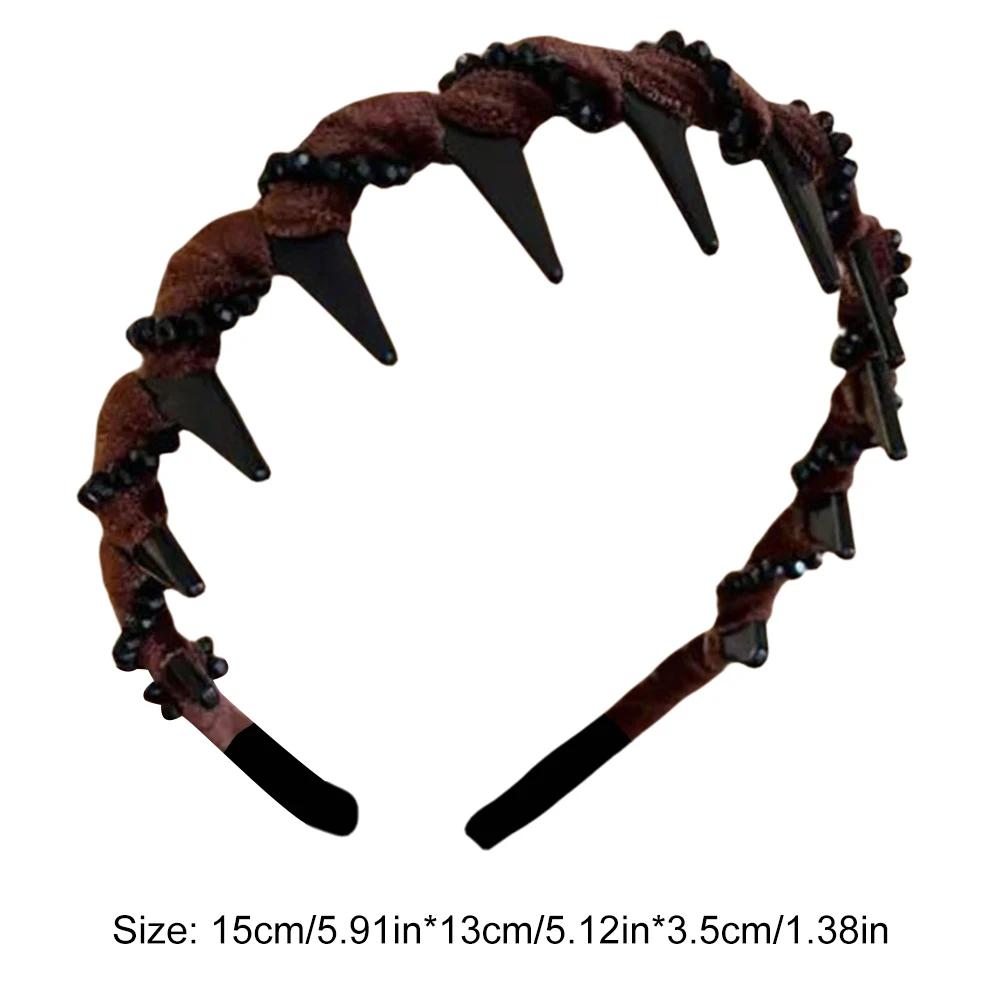 

Vintage Velvet Pearl Wave Top Hairband Anti-Slip Toothed Hairband For Women Girls Fashion Sweet Hair Accessories Scrunchies Hoop