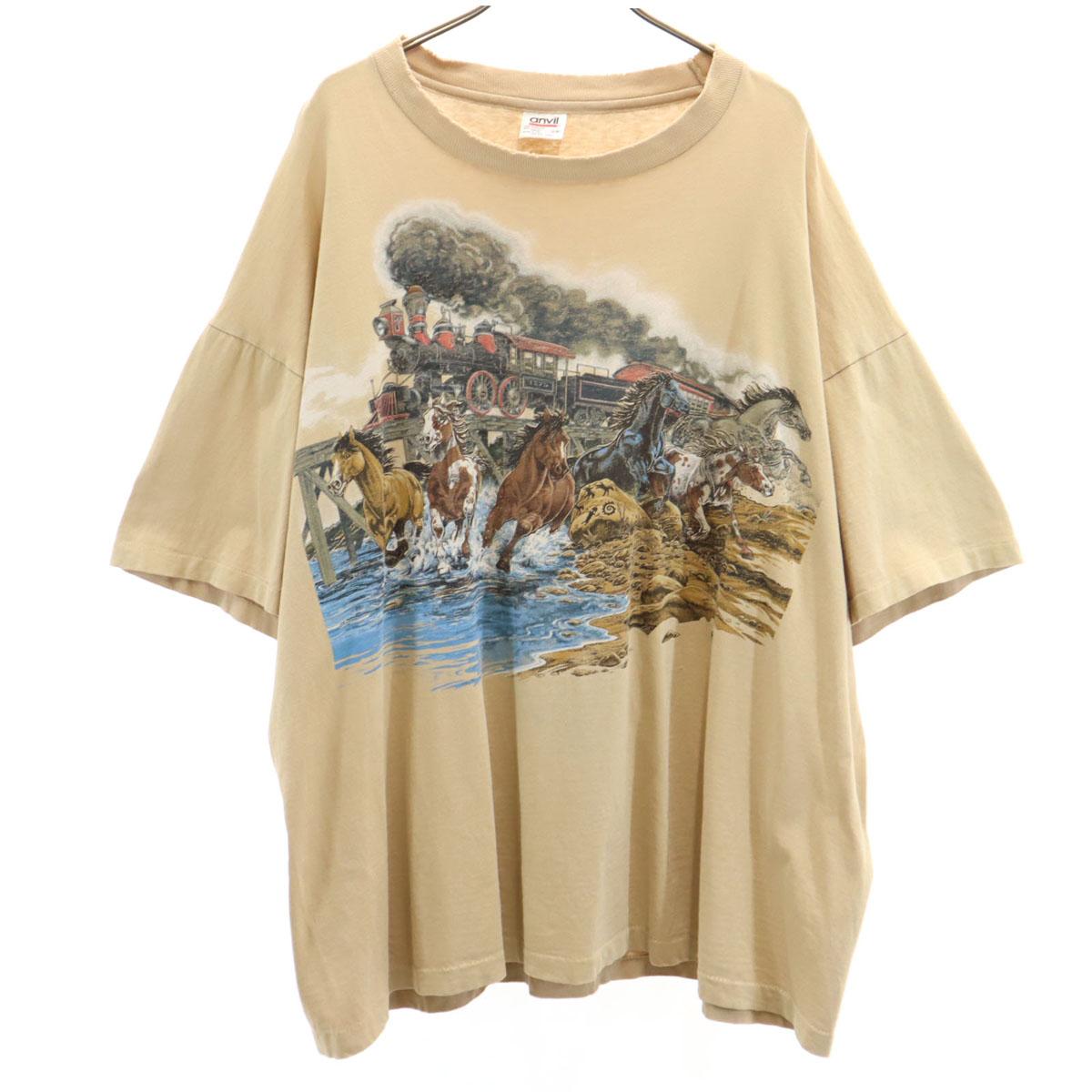 

anvil 90s Made in USA Old Short sleeve T-shirt 2X Beige Single stitch Men s Used