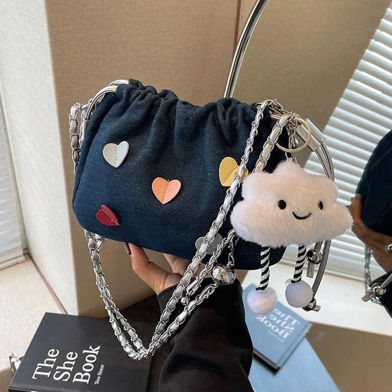 

Сумки через плечо Shoudler для женщин, новые красочные сумки-ведра в форме сердца, модные холщовые сумки на цепочке, дизайнерские роскошные женские сумки-мессенджеры