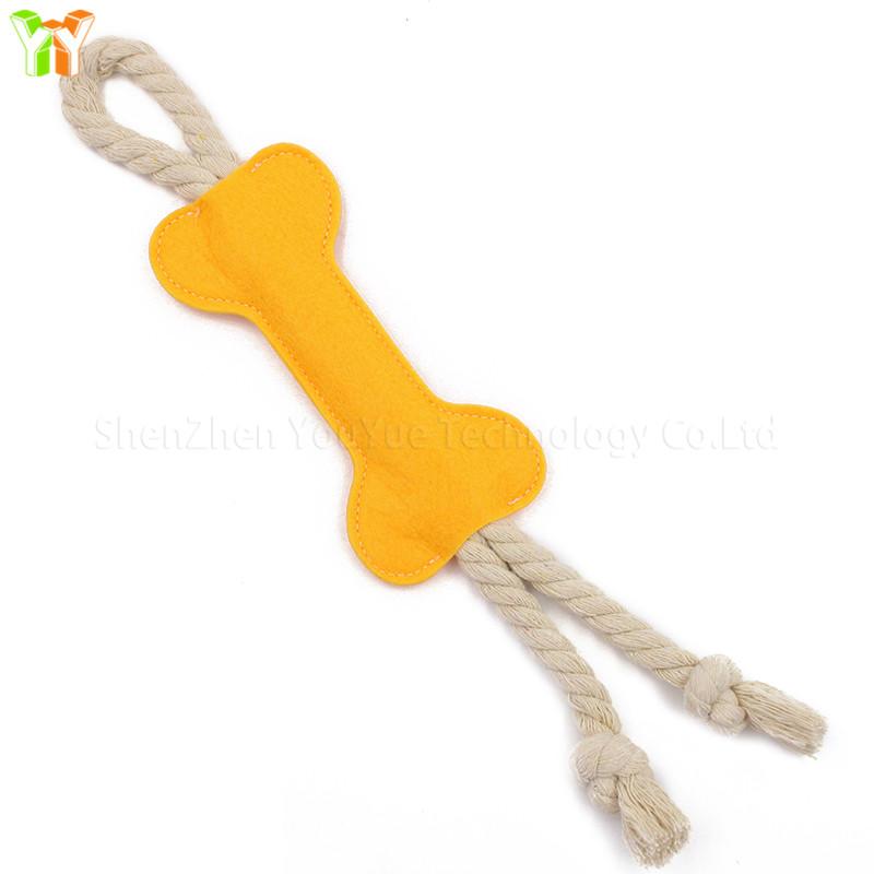 Pet Dog Toy Creative Dog Felt Bone Toy Grinding Teeth Training Bone Stick Dog Chew Toy with Rope жёлтый