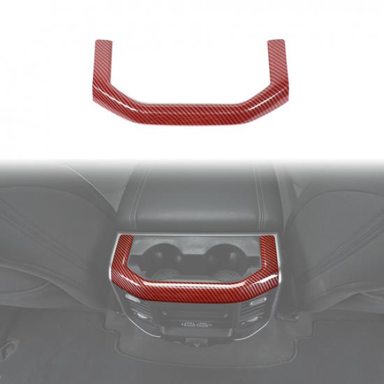 Inner Car Rear Cup Holder Panel Trim for Dodge Ram 1500 2018+ Red Carbon Fiber