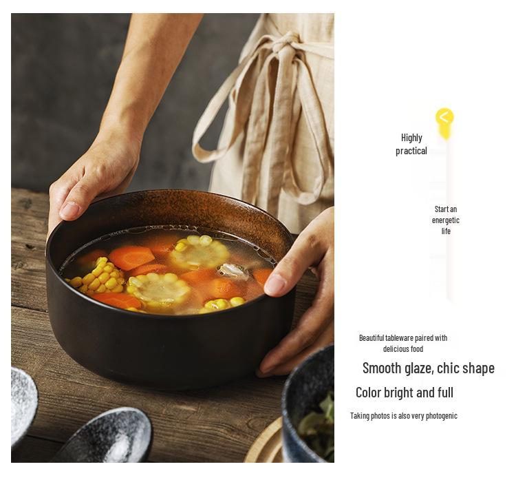 Large Japanese Ceramic Soup & Noodle Bowl - Tang Monk Style