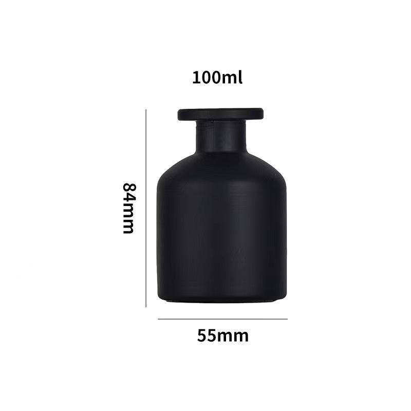 100ml Matte Black Aroma Diffuser Bottle with Multi-color Customization, Free Glass Bottle Sample Included, MOQ 1.