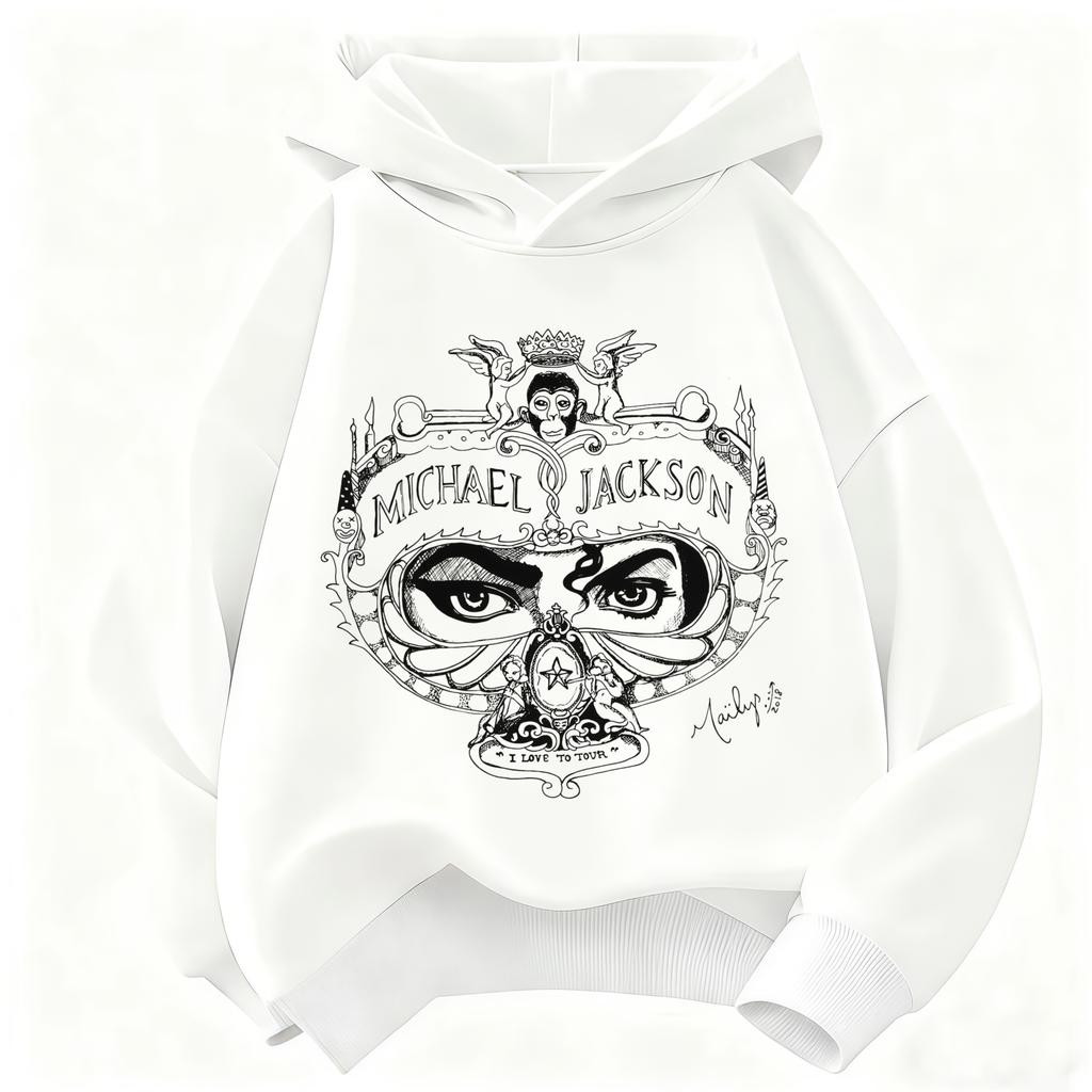 Felpa con cappuccio unisex con stampa Michael Jackson per bambini – Nuova Autunno/Inverno 2026 Felpa calda per bambini Top Grafico Icona Pop Retrò