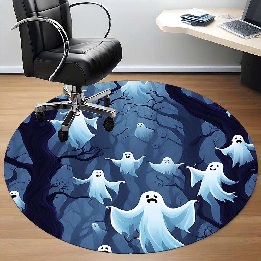 1PC Ghost Forest Office Round Area Rug, Mat Suitable For Office, Under Office Chairs Bedroom Living Room Home Decor, Room Deco