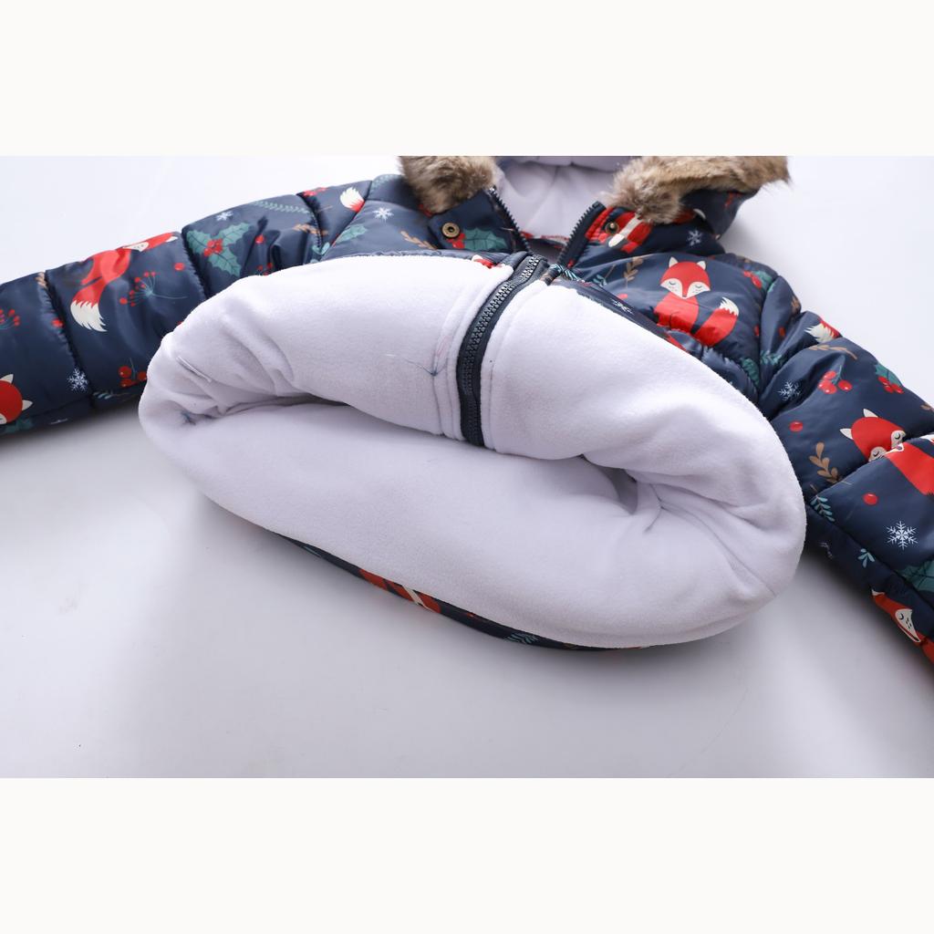 Herbst und Winter Kindermode Cartoon-Druck Jungen und Mädchen im langen Abschnitt des Haarkragens Kapuzenmantel aus Baumwolle