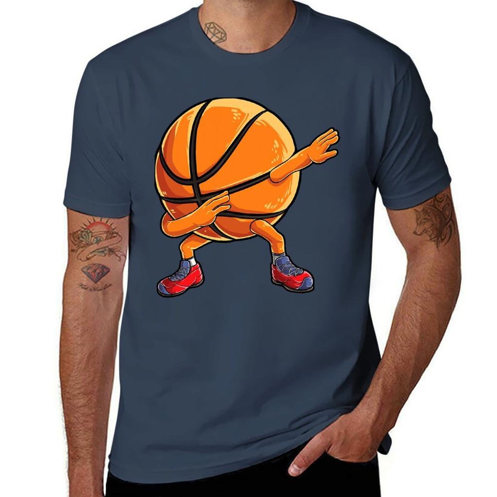 Dabbing Basketball Ball Funny Unisex Women Sports Player Dab TShirt Soft Basic Cotton Short Sleeve Tee