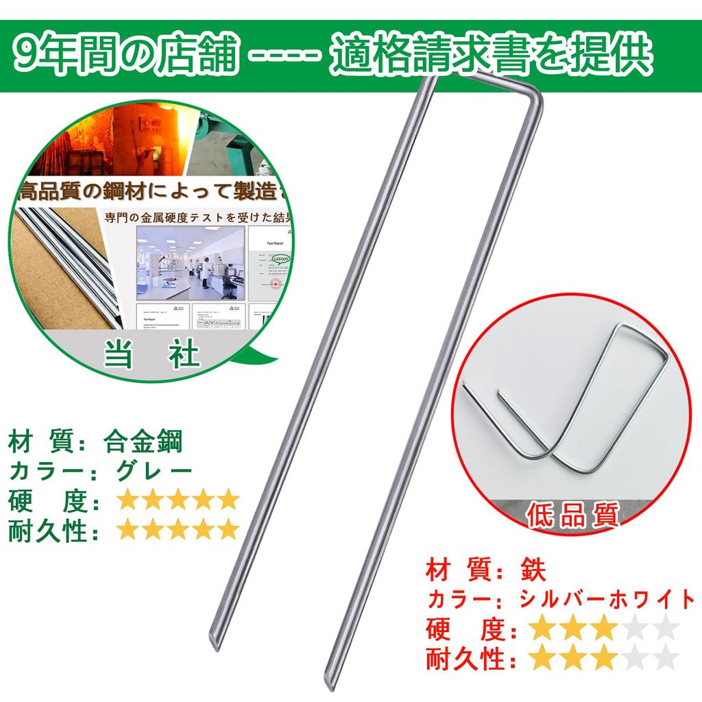 Pinos pretos arredondados para fixar mantas de controle de ervas daninhas e relva artificial, pontas em forma de U, (Conjunto de 30 peças, 15x3x15mm)