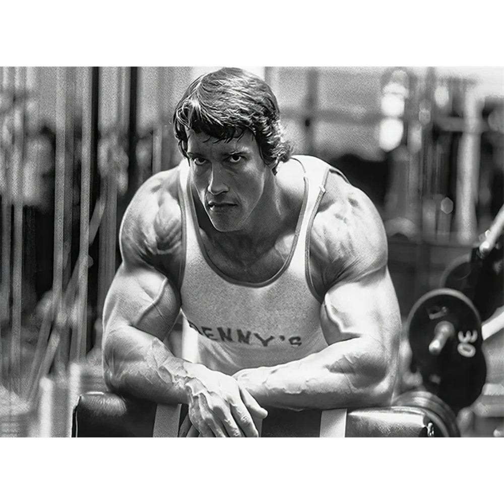 Poster Posa Arnold Schwarzenegger Bodybuilding Palestra Fitness Stampe Sportive Citazione Ispiratrice Pittura su Tela Decorazione Murale