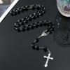 1 Stück Handgefertigte Halskette Damen Imitation Vintage Perlen Rosenkranzperlen Mit Kreuz Anhänger Schmuck