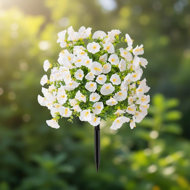 Artificial Plant Outdoor Artificial Morning Glory Flower Ground Stake Weather Resistant Plastic Flower For Garden Patio