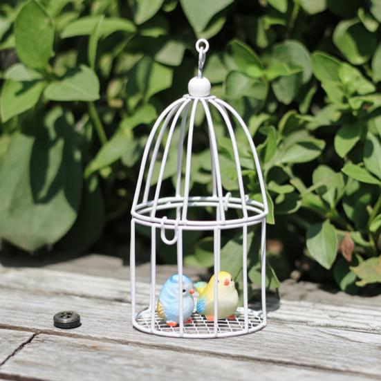 Micro Landscape Birdcage Ornaments, Vintage Iron Bird Cage, Decorative Hanging Bird Cage Decor, Hanging Frame Bird Cage Decor, Small Birdcages for