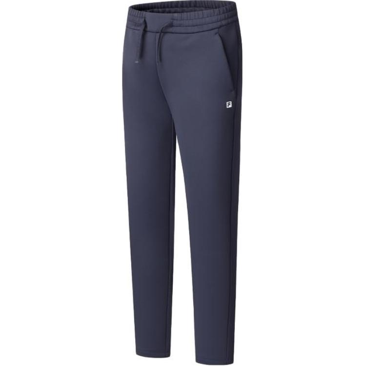 Fila Fitness Solid Color Mid-Rise Drawstring Straight Leg Casual Pants Women Bottoms Deep-Blue A11W411605F-NV