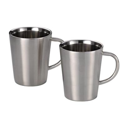Pair of Thermo Stainless Steel Approximately 360ml Double-walled Mugs, Each, THM-03T