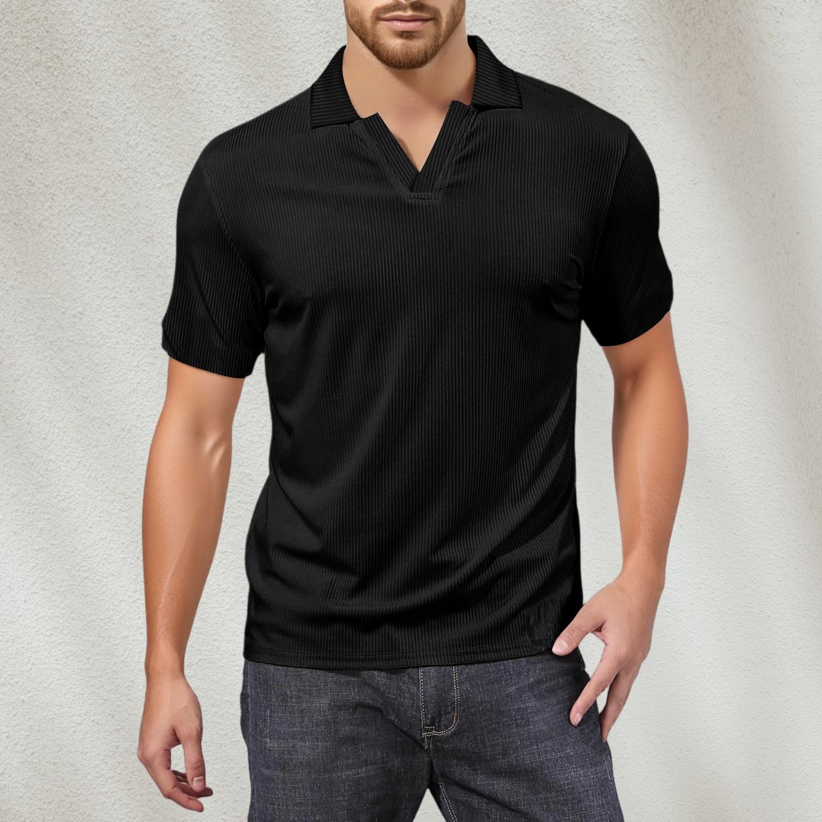 

Мужская футболка для гольфа с V-образным вырезом, короткими рукавами и текстурированным воротником L