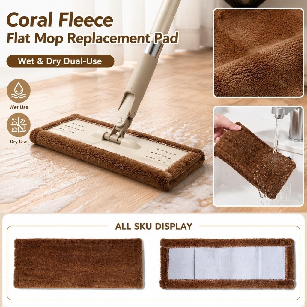 Microfiber Flat Mop Replacement Pads for Wet and Dry Cleaning Suitable for Various Floor Types Durable and Reusable Mop Cloths with Secure Attachment
