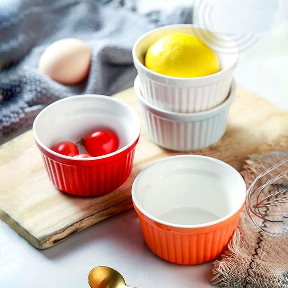4Pcs Oven Safe Ramekins for Baking Colorful Condiment Dish Souffle Cups Souffle