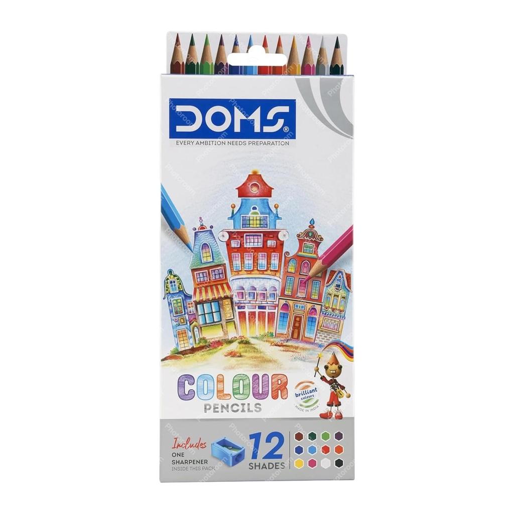 Doms Champions Kit School Stationery Combo Set for Kids Gifting Value Pack Pencil Crayon Colours Eraser Scale Sharpener