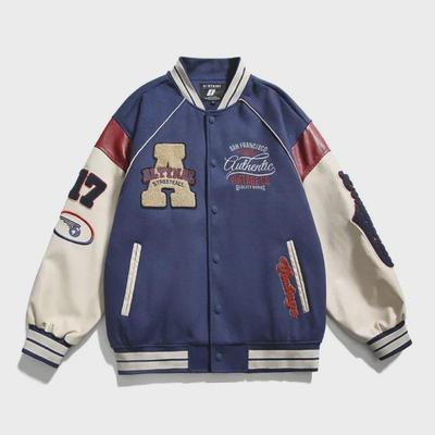 2024 Spring/Autumn Men's Contrast Color Korean Style Baseball Jacket - Trendy All-Match American Look