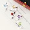 S925 Silver Ring for Women, Natural Crystal/Topaz/Garnet/Olivine Adjustable Jewelry Gift