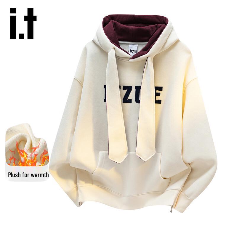 izzue it Women s Fleece-Lined Embroidered Hooded Sweatshirt L