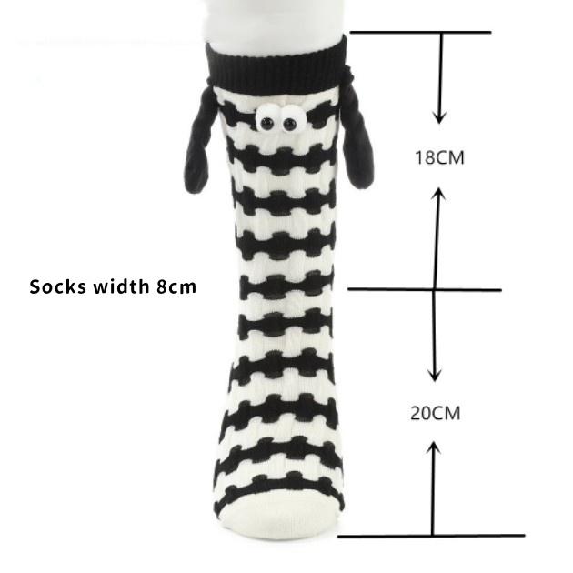 Creative Winter New Fun Magnet Big Eyes Holding Hands Couple Long Socks Dopamine Warm And Comfortable Long Socks Gifts