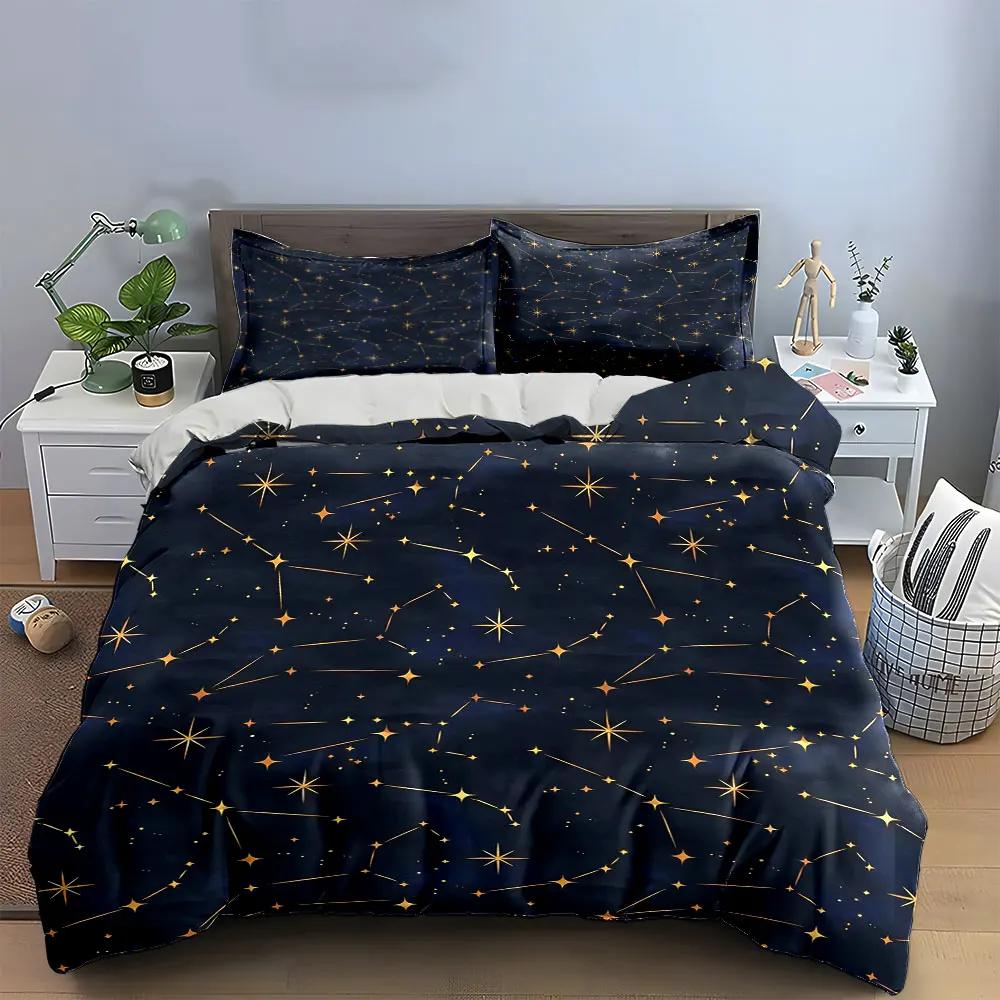 "Starry Sky Constellation Decor Set" Soft Comfortable Duvet Cover Bedding Set Included 1*Duvet Cover & 2*Pillowcases Gift