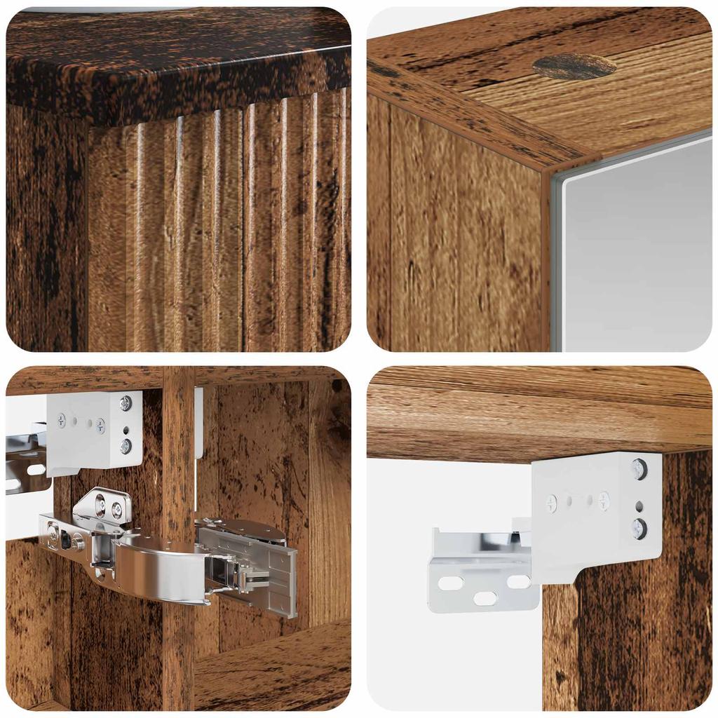 Bathroom Furniture Set 5 Pcs Reclaimed Wood Engineered Wood and Glass