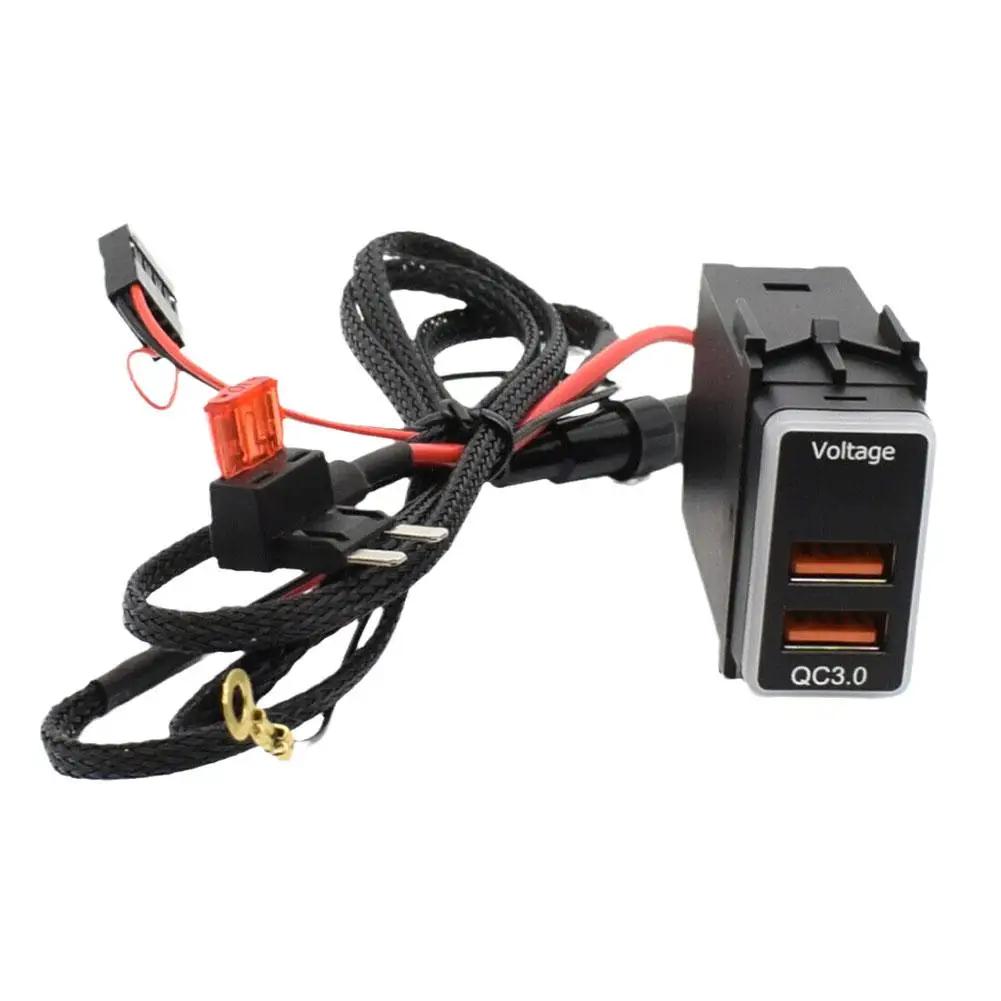 

Автомобильное зарядное устройство для планшета с двумя USB-портами Qc3.0, адаптер 12 В, порты быстрой зарядки для телефона, светодиодный вольтметр, цифровой дисплей для Nissa Y6c7