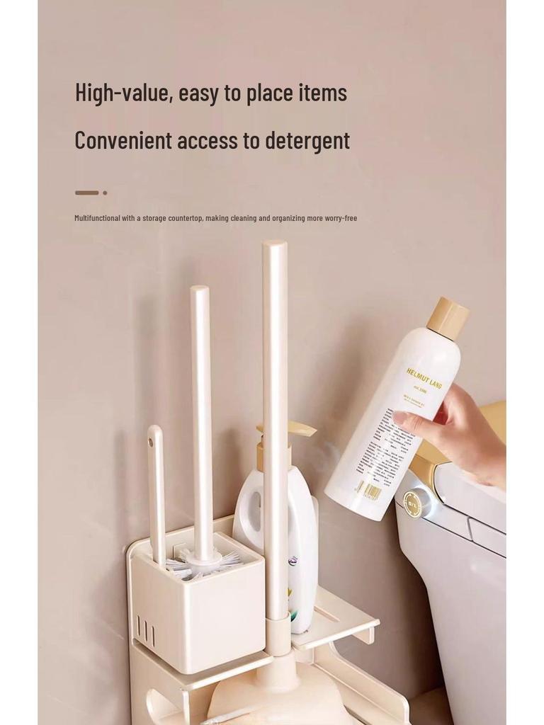 Bathroom Cleaning Set: Toilet Brush, Plunger, Storage Rack - No Dead Corners