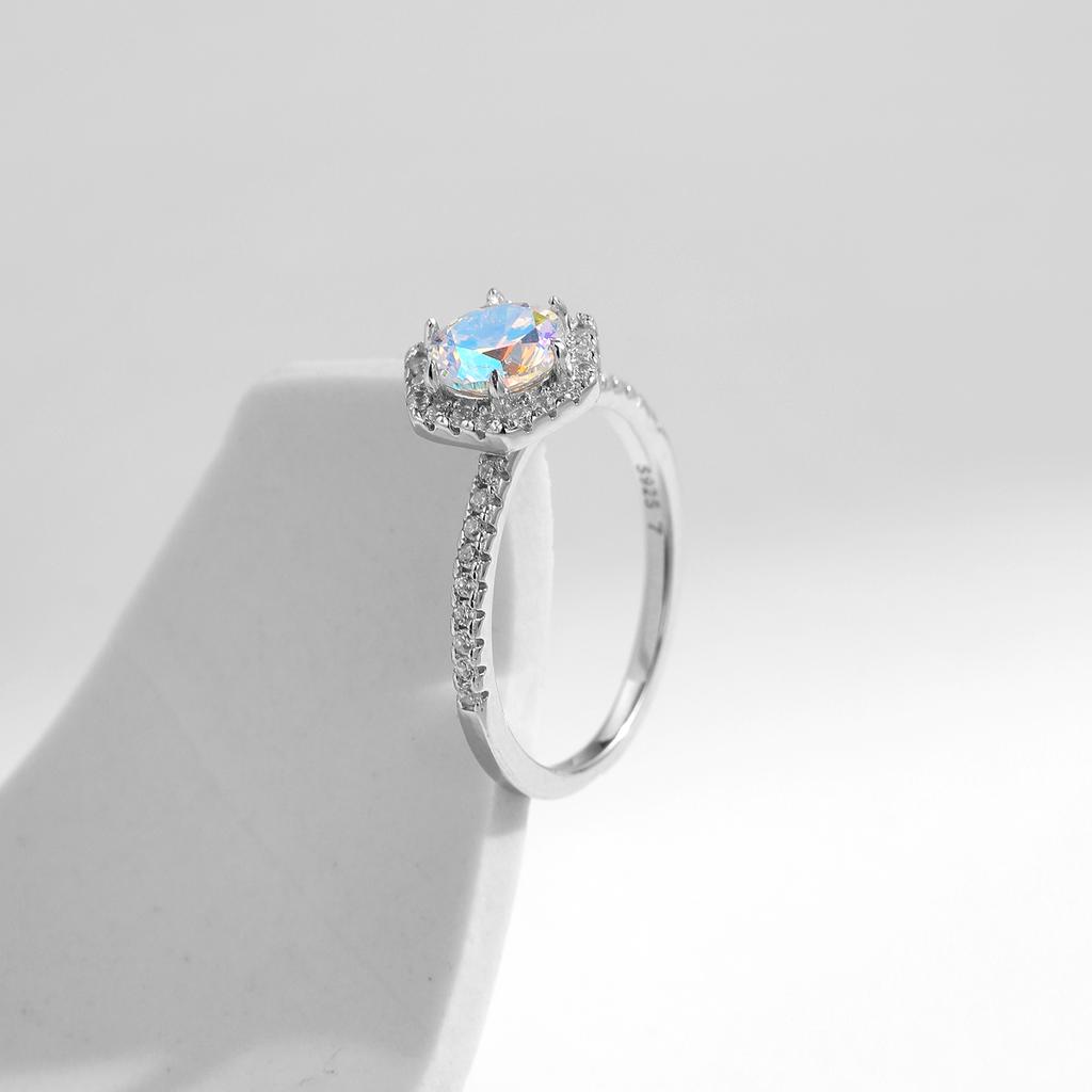 MODIAN 925 Silver Colorful Round CZ Ring Platinum Plated Hexagon Elegant Wedding Engagement Jewelry For Women Gift