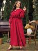 Frühlings- und Herbst-Damenkleid, großes Kleid, gepunktet, lockere Langarm-Kleider