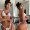 Solid Color Sexy Lace Split Swim Suit Pure Color Sexy Lacing Separates Swimsuit