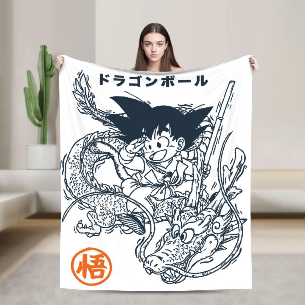Goku and Shenron Knitted Blanket Kakarot DBZ Manga Plush Throw Blankets Summer Air Conditioning Printed Soft Warm Bedspreads,