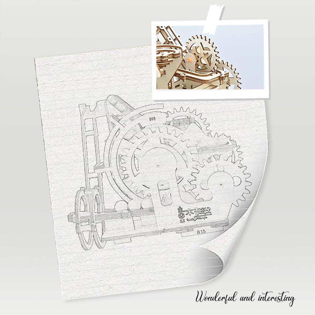 AIJUYE Wood 3D Wooden Gear Craft 3D Electric Marble Ball Rolling DIY Educational For Elementary School Students Puzzle, Puzzle, Puzzle, Toy, Kit,