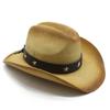 European, American And Western Cowboy Hats, Travel Sunshade And Sunscreen Hats, Grass Hand-Woven Crimped Hats