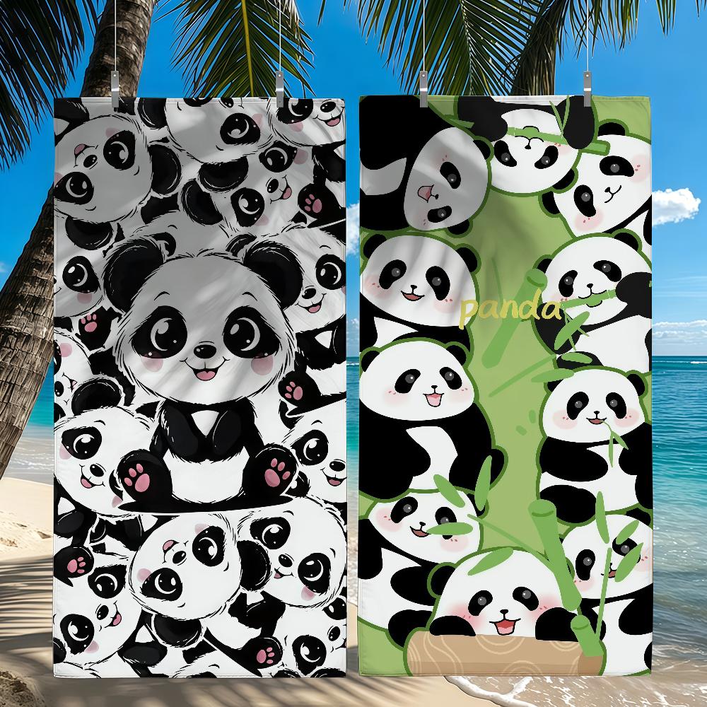Süßes Panda-Cartoon-Handtuch Schnell trocknende Strandhandtücher Sind Geeignet Für Schwimmbäder Camping Yoga Und Das Fitnessstudio