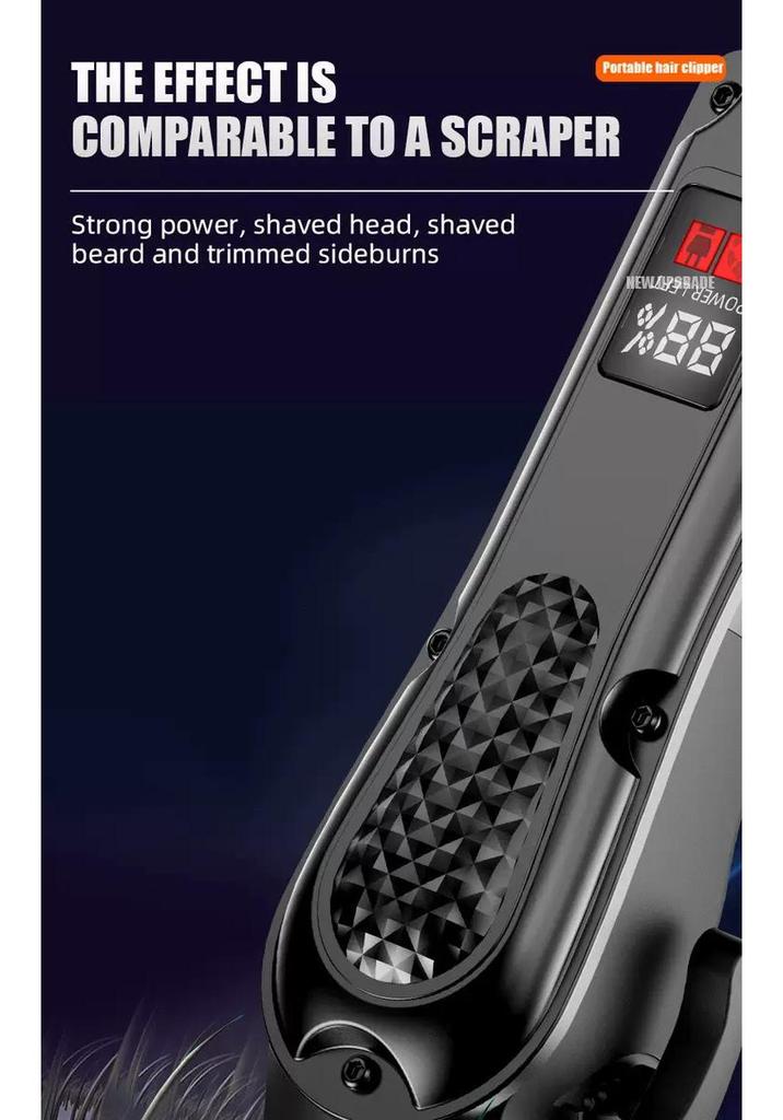 Digital Display Hair Clipper Set: Electric Parent-Child Haircut Kit with Oil Head Carving and Scissors