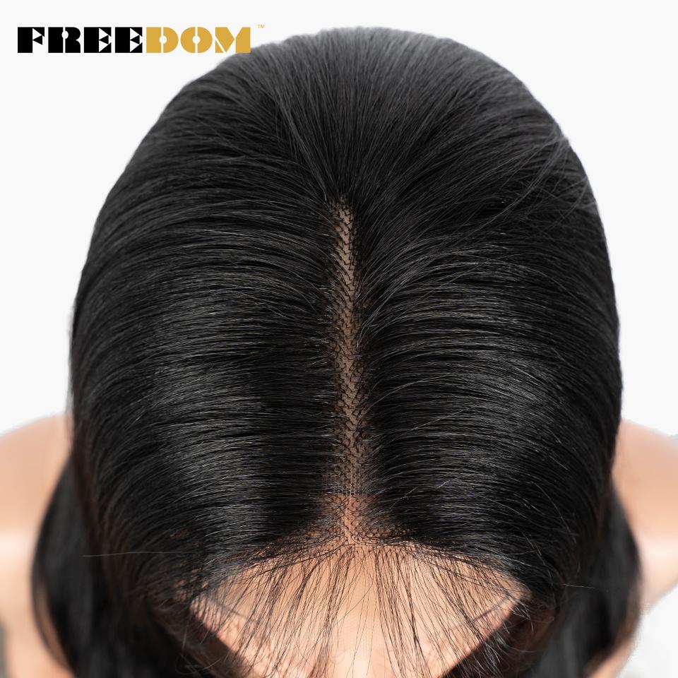FREEDOM Synthetic Lace Wig 26 inch Middle Part Long Straight Lace Front Wigs Ombre Pink Blonde Wigs For Black Women Cosplay Wigs