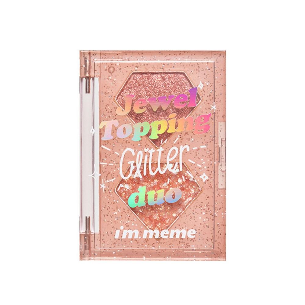 I'M MEME Jewel Topping Glitter Dual Eyeshadow 02 Coral Jewel + Glitter Brush, 1 set
