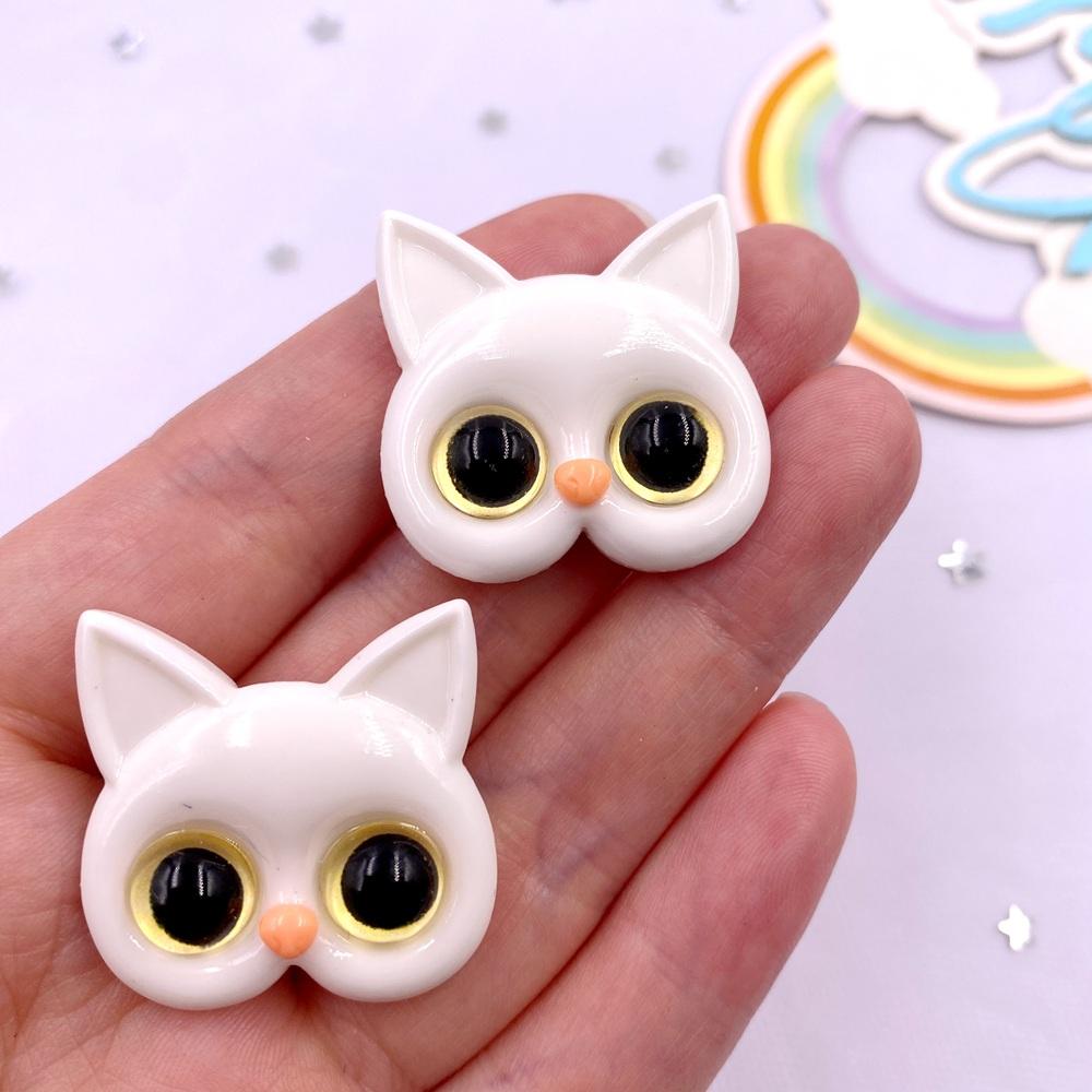 Resin Glitter Colorful Kawaii Big Face Cat Flatback Rhinestone Figurine Christma Decor  Accessorie DIY Hair Bow Scrapbook Crafts