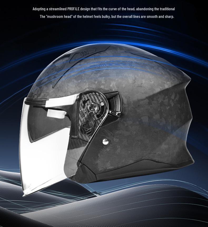 AD Carbon Fiber Three-Quarter Motorcycle Helmet - All-Season Safety for Scooter & Cruiser Riders