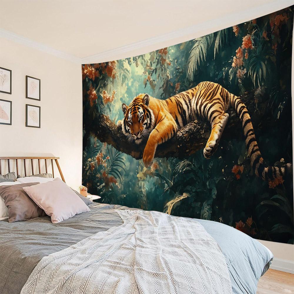 Forest Tiger Tapestry Animal Lion Hippie Wall Decoration Cartoon Fabric Mural Dormitory Home Hanging Painting Wall Hanging