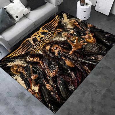 Band Poster Aerosmith Carpet Rug for Living Room Bedroom Home Sofa Decoration,Kids Play Non-slip Floor Mat