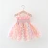 Summer Girls' Princess Party Birthday Dress Back Bow Wings Fairy Strap Embroidered Butterfly Mesh Dress