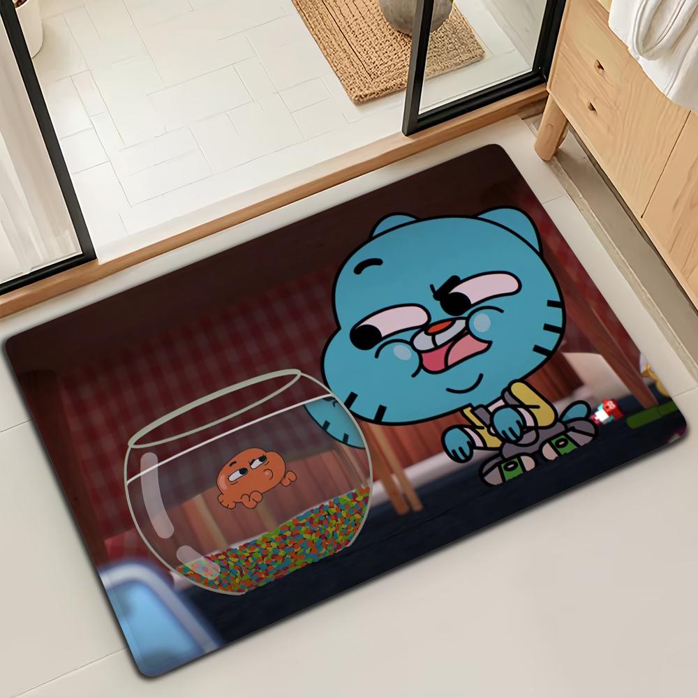 

Cartoon W-World Of G-GumballS Door Mat Bath Microfiber Decorative Versatile Flannel Floor Mat Quick Dry Absorbent Non-slip Sole 40cm x 60cm